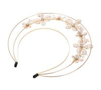 DEARMAMY Goddess Crown Headwear Metal Flower Crown Headband Crown Imitation Pearl Inlaid Headband for Women Photo Shoot Headdress