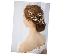 DEARMAMY Golden Leaves Pearl Bridal Headband Elegant Wedding Hair Accessory for Brides and Bridesmaids Delicate Gold Headwear for Special Occasions and Daily Wear