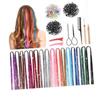 DEARMAMY Hair Tinsel Kit 16 Colors 48 Inch Glitter Hair Strands with Easy Apply Tools for Braiding and Formal Events
