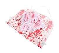 DEARMAMY Halloween Bloody Chef Apron and Hat Set Lightweight Breathable Fabric with Realistic Blood Splatter Design Comfortable Scary Zombie Costume for Party Cosplay and Horror Events