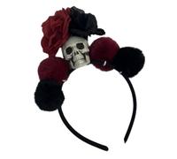 DEARMAMY Halloween Skull Headband Rose Accents Floral Headdress for Costume Parties and Comfortable Adult Accessory