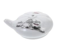 DEARMAMY Hand-painted Ceramic Plum Blossom Ink Water Dropper, round Calligraphy Water Storage Container, Chinese Brush Painting Accessory for Oriental Art and Desktop Decoration