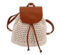 DEARMAMY Handmade Macrame Bag with Multifunctional Dualuse Design, Large Capacity Polyester Pu Backpack Beach Bag and Satchel Handbags for Women, for Travel, Vacation, and Graduation