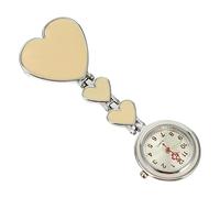 DEARMAMY Heart Shaped Nurse Pocket Watch Quartz Beige Work Watch