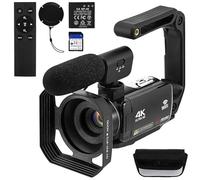 DEARMAMY High Definition Digital Video Recorder Camera for Beginners 4inch | Touchscreen Operation, 18x Digital Zoom, Max. 128gb Support, Black Finish, Card Lens Hood Handheld Stabilizer