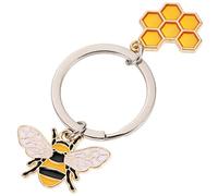 DEARMAMY Honey Pot Bee Keyring Bee Honeycomb Pendant Keyring Metal Keychain Decor for Women Unique Present
