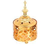 DEARMAMY Iron Incense Burner Retro Simple Design with Fine Carving and Practical Use, Golden Unique Metal Incense Holder Ornament Home Censer Decor for Living Room and Yoga for
