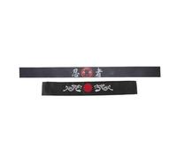 DEARMAMY Japanese Headbands 2Pcs Black Polyester Ninja Print Headband for Samurai and Ninjas