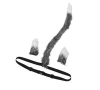 DEARMAMY Japanese Kawaii Cat Costume Set with Handcrafted Furry Ears and Long Tail Lightweight Fit for Anime Cosplay Halloween Themed Parties Adult Dress-up Accessory