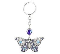 DEARMAMY Keychain Pendant Butterfly Eye Bead Metal Keyring Unique Vintage Design for Friend Family Present