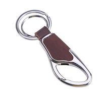 DEARMAMY Leather Keychain Metal Key Ring Chain Brown Genuine Leather