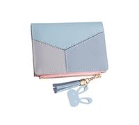 DEARMAMY Leather Wallet Pocket Purse for Women Pu Change Purse Women's Short Wallet Multi-Position Organ Bag Smooth Structure Sky