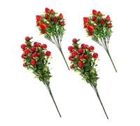 DEARMAMY Lifelike Artificial Strawberry Branch Faux Floral Stems with Realistic Decorative Strawberries and Fortune Fruit for Home Wedding Table Centerpiece Indoor Outdoor Decor