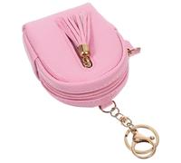 DEARMAMY Lovely Mini Zipper Key Ring Bag, Creative Coin Purse Clutch Wallet for Women, Portable Light Pink Handheld Change Pocket with Secure Zip, Travel and Daily Use Accessory