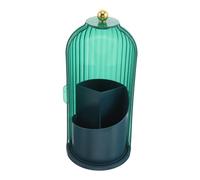 DEARMAMY Makeup Brush Storage Rack Rotatable Covered Organizer Box for Vanity Desk Bathroom Counter Brush Holder Organizer