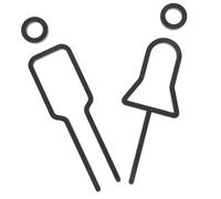 DEARMAMY Male Female Restroom Sign with Antique Finish Bathroom Door Plaques Stick Lavatory Identification Markers Modern Bathroom Decor