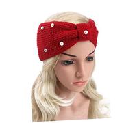 DEARMAMY Maroon Knit Woolen Headband Bowknot Headwraps for Women Cozy for Cold Nights