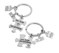 DEARMAMY Matching Puzzle Piece Keychain Set Unique Metal Home Keyrings for Couples Housewarming for New Residents Decorative Keychain for Couples