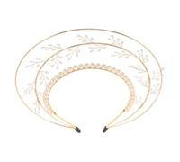 DEARMAMY Medieval Sunburst Tiara Headband Elegant Faux Pearl Crown Princess Hair Accessories Lolita Style Flower Crown Women Headpiece for Wedding Party Dress