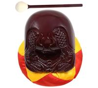 DEARMAMY Meditation Woodblock with Knocking Stick 5-inch Dark Wood Buddhist Percussion Instrument Set for Temple Chanting and Monk Use