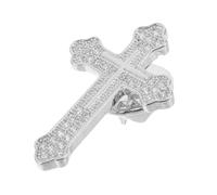 DEARMAMY Metallic Cross Shape Brooch Pin for Men with Zircon Brass Material, Comfortable and Lasting Shine, for Business Meetings and Special Events Lapel Pin