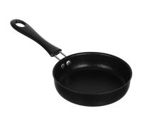 DEARMAMY Mini Fry Pan with Handle, Non Stick Round Skillet for Eggs | Portable Black Iron Design, Easy Storage, Breakfast Prep for Pancakes and Sausages, Travel Use
