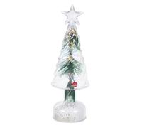 DEARMAMY Mini Glowing Christmas Tree with Warm LED Lights Realistic Frosted Pine Needle Tabletop Decoration for Cozy Holiday Centerpiece for Mantel Desk Bedroom and Festive Home