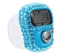 DEARMAMY Mini Rhinestone Finger Tally Counter, Handheld Digital Lap Counter with Blue Case, Electronic Sports Clicker for Track Field and Team Competitions