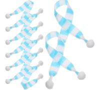 DEARMAMY Mini Santa Scarf 20pcs Wine Bottle Ornament Craft Decor Christmas Mini Knit Scarf Miniature Scarf Wine Bottle Decoration Xmas Tree Ornaments DIY Crafts Doll Blue+White