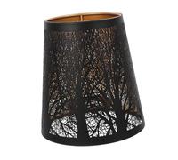 DEARMAMY Modern Hollow Metal Lampshade with Forest Tree Carving for Table and Floor Lamps Artistic Iron Lamp Shade with Black Exterior and Gold Interior Decorative Light Accessory for