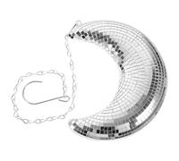 DEARMAMY Moon Shaped Disco Ball Hanging Pendant for Parties and Festivals Silver Foams, Glass, and Iron Material, Retro Style, Good Decorative Effect, Sturdy and Not Easy to Break