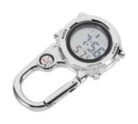 DEARMAMY Multi-Function Carabiner Pocket Watch Compass, Silver Metal Outdoor Clip-On Fob Watch for Hiking and Backpacking