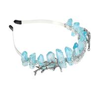 DEARMAMY Natural Crystal Pendant Bridal Headband Rainbow Moon Tree Branch Design, Hair Decor for Girls, Wedding and Daily Wear