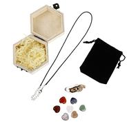 DEARMAMY Natural Healing Crystals Set with Wooden Box Assorted Color Stones for Meditation Yoga Practice and Home Decoration Soothing Chakra Stones