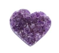 DEARMAMY Natural Heart-Shaped Amethyst Crystal Stone Decorative Ornament for Home Office Collection with Fine Texture and Beautiful Luster