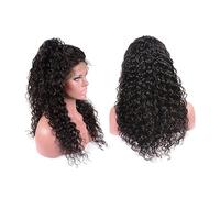 DEARMAMY Natural Looking Small Curly Front Lace Wig for Women Ventilative Comfortable Elastic Net Hair Accessory Stylish Black Afro Hairpiece for Daily Wear Party Cosplay Halloween