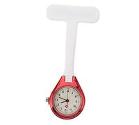 DEARMAMY Nurse Fob Watch Luminous Silicone Pocket Watch Brooch Red and White Color for Healthcare Professionals