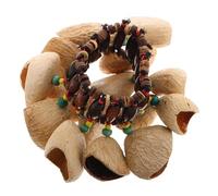 DEARMAMY Nut Shell Handbell Percussion Instrument Bracelet, African Tribal Style Hand Jingle Bells, Musical Hand Shaker for Women and Elderly, Traditional Drum Sound Effect Accessory