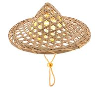 DEARMAMY Oriental Bamboo Samurai Hat Japanese Cone Hat Traditional Asian Farmer Sunshade Cap for Cosplay Knight Costume Halloween Party Festivals