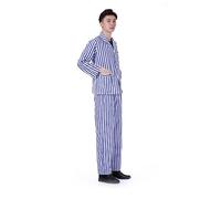 DEARMAMY Patient Pajamas Cotton Long Sleeve Hospital Clothes Blue White Stripe Adult Sleepwear Xl Comfortable Nightwear for Bedridden Patients