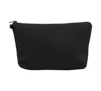 DEARMAMY Portable Women Makeup Bag with Zipper Design, Large Capacity Polyester Cosmetic Toiletry Organizer Pouch for Travel and Personal Vacations, Stylish Black Clutch Makeup Organizer