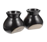 DEARMAMY Practical Dry Ice Pot Japanese Style Ceramic Toothpick Holder Black 2Pcs for Japanese Food Shop and Home