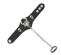 DEARMAMY Punk Leather Scorpion Wrist Bracelet with Studs, Unique Finger Hand Jewelry, Gothic Punk Themed Chic Wrist Decor for Women