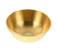 DEARMAMY Pure Brass Serving Bowl 10cm Traditional Round Water Bowl for Buddhist Offering Incense Burner and Temple Supplies for Festive Celebrations