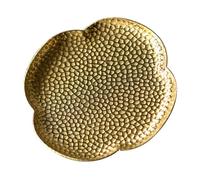 DEARMAMY Pure Copper Teacup Stand Teacup Tray Round Copper Coaster Four-Leaf Clover Design for Chinese Kung Fu Tea Ceremony and Home Use