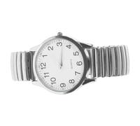 DEARMAMY Quartz Big Dial Waterproof Watch for Seniors, Luminous Classic Wristwatch Silver Elastic Band, Easy-Read White Face Suitable for Elderly and Parents Random Style