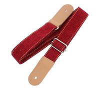 DEARMAMY Red Cotton and Leather Ukulele Strap with Strong Durability and Firm Guitar Tying, Country Style Shoulder Strap for Comfortable Playing