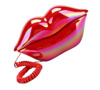 DEARMAMY Red Lips Landline Phone Corded Wired Telephone Unique Lip Shape Home Office Desktop Decoration Stylish Retro Telephone Ornament