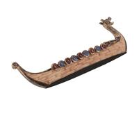 DEARMAMY Resin Viking Pirate Ship Model Sturdy Desktop Boat Decoration Craft Ornament Realistic Retro Canoe Design for Home Office Table Display