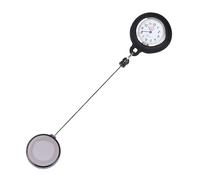 DEARMAMY Retractable Clip-on Luminous Nurse Fob Watch with Second Hand, Black Dial Hanging Pocket Watch for Medical Staff and Healthcare Professionals in Clinic and Hospital